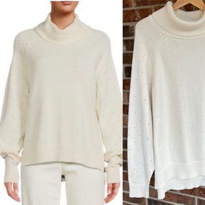 DKNY  * Studded 100% Cotton Turtleneck Jumper Sweater  EUC Size XL